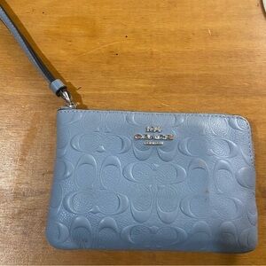 Coach Blue Embossed Wristlet